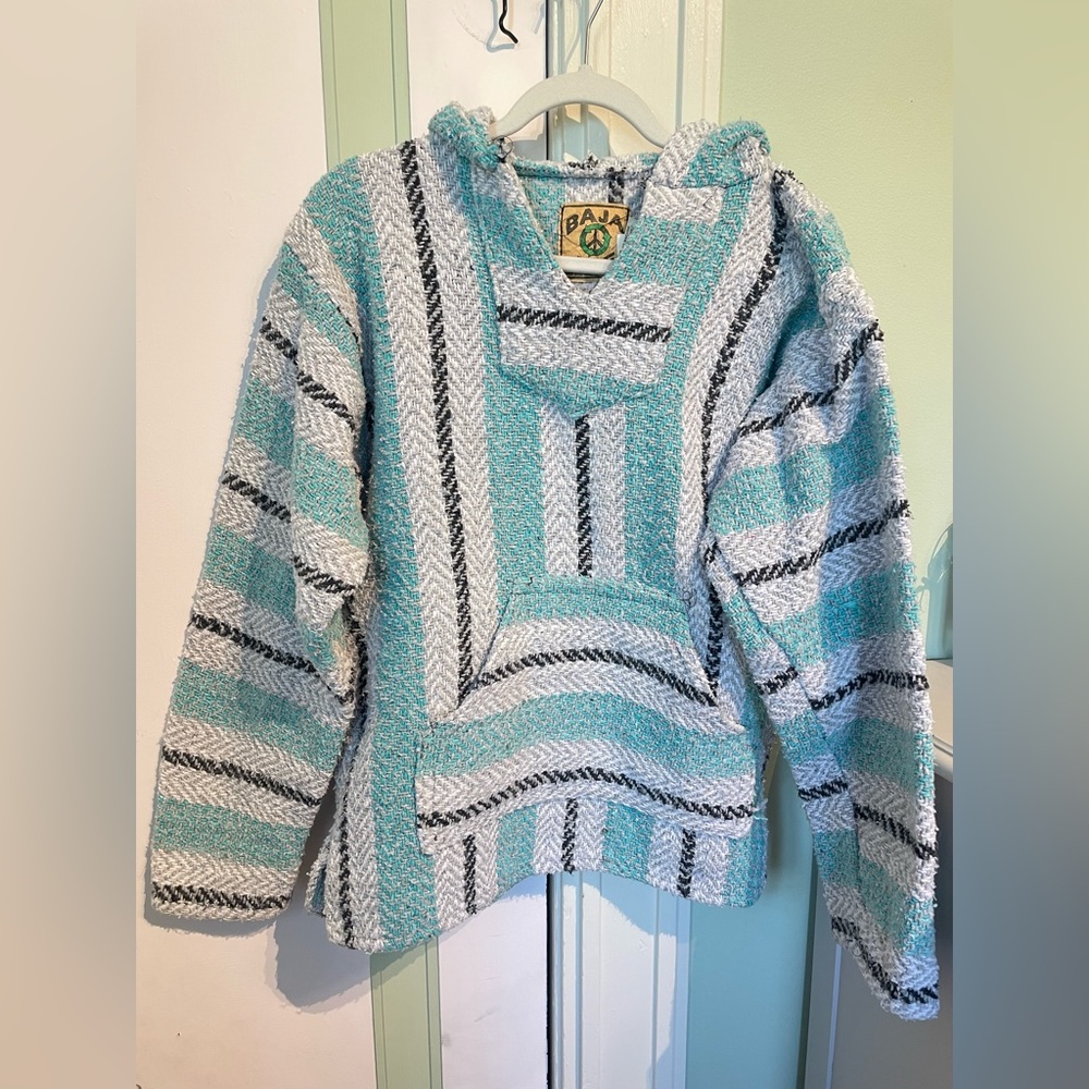 Baja Joe. Drug Rug. Teal Blue. Size Small.